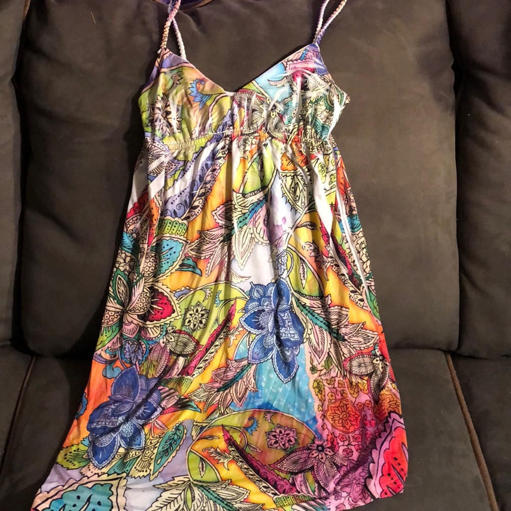 Multi colored braided strap dress